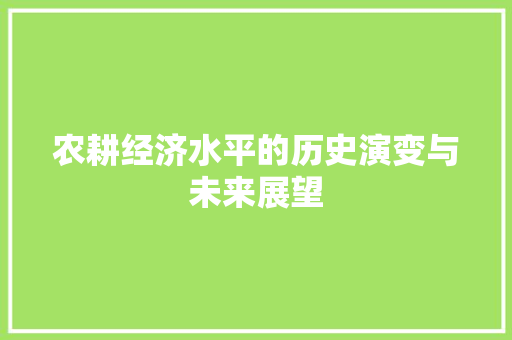 农耕经济水平的历史演变与未来展望 农耕经济水平的历史演变与未来展望