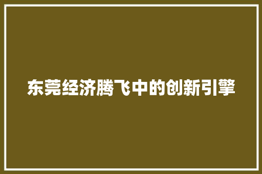 东莞经济腾飞中的创新引擎