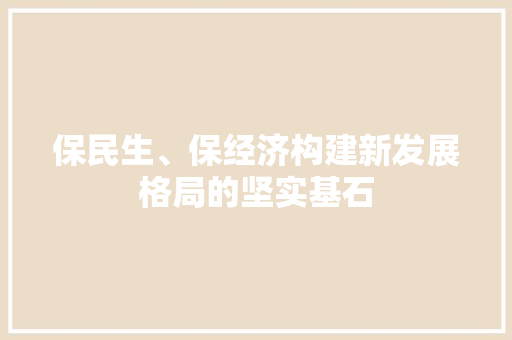 保民生、保经济构建新发展格局的坚实基石 保民生、保经济构建新发展格局的坚实基石