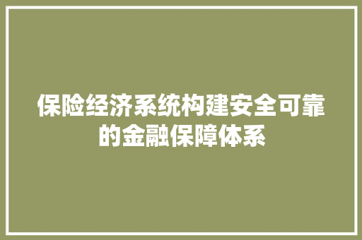 保险经济系统构建安全可靠的金融保障体系 保险经济系统构建安全可靠的金融保障体系