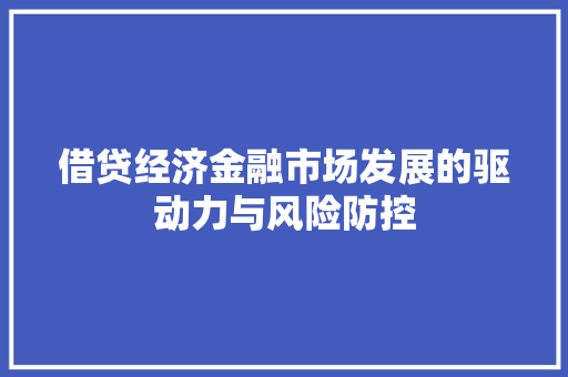 借贷经济金融市场发展的驱动力与风险防控 借贷经济金融市场发展的驱动力与风险防控
