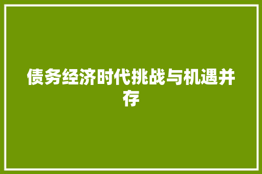债务经济时代挑战与机遇并存 债务经济时代挑战与机遇并存