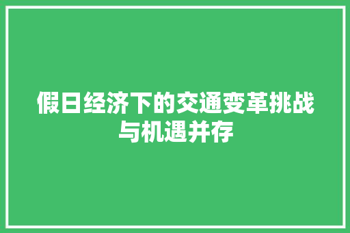 假日经济下的交通变革挑战与机遇并存 假日经济下的交通变革挑战与机遇并存