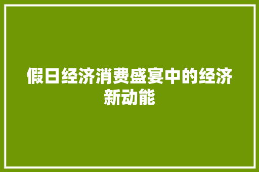 假日经济消费盛宴中的经济新动能 假日经济消费盛宴中的经济新动能