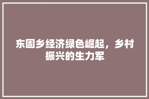 东固乡经济绿色崛起,乡村振兴的生力军 东固乡经济绿色崛起,乡村振兴的生力军