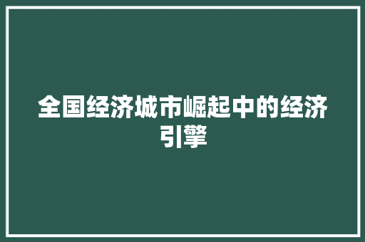 全国经济城市崛起中的经济引擎