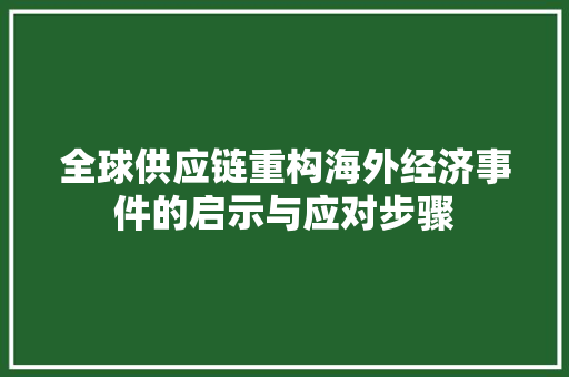 全球供应链重构海外经济事件的启示与应对步骤 全球供应链重构海外经济事件的启示与应对步骤