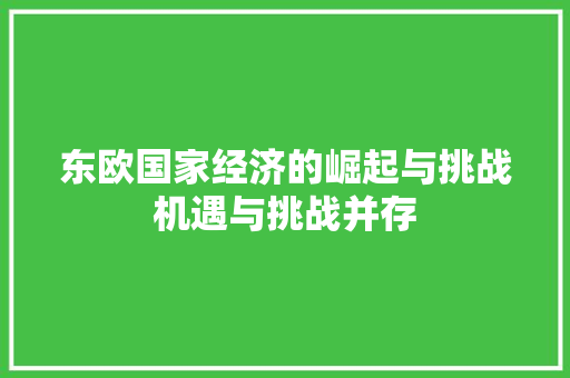 东欧国家经济的崛起与挑战机遇与挑战并存 东欧国家经济的崛起与挑战机遇与挑战并存