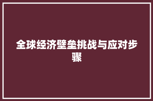 全球经济壁垒挑战与应对步骤 全球经济壁垒挑战与应对步骤