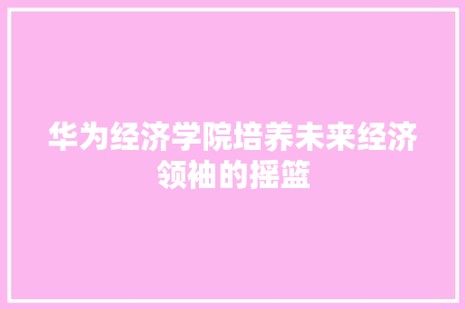 华为经济学院培养未来经济领袖的摇篮 华为经济学院培养未来经济领袖的摇篮