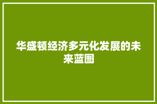 华盛顿经济多元化发展的未来蓝图 华盛顿经济多元化发展的未来蓝图