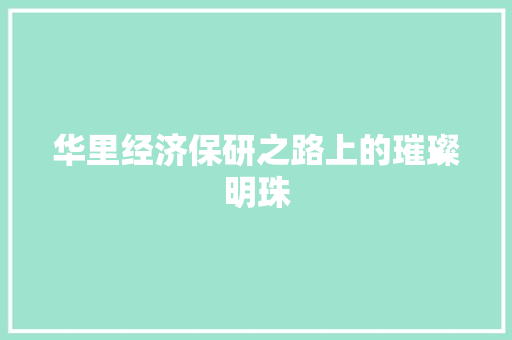 华里经济保研之路上的璀璨明珠 华里经济保研之路上的璀璨明珠