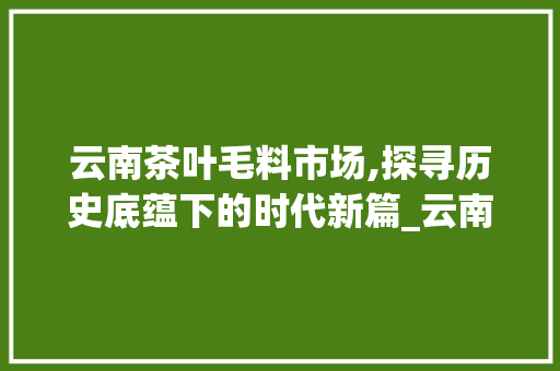 云南茶叶毛料市场,探寻历史底蕴下的时代新篇_云南茶叶毛料市场趋势 云南茶叶毛料市场,探寻历史底蕴下的时代新篇_云南茶叶毛料市场趋势