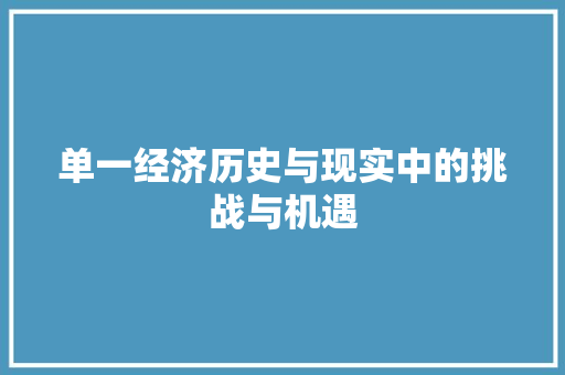 单一经济历史与现实中的挑战与机遇 单一经济历史与现实中的挑战与机遇
