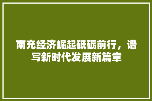 南充经济崛起砥砺前行,谱写新时代发展新篇章 南充经济崛起砥砺前行,谱写新时代发展新篇章