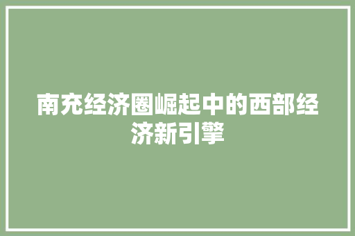 南充经济圈崛起中的西部经济新引擎 南充经济圈崛起中的西部经济新引擎