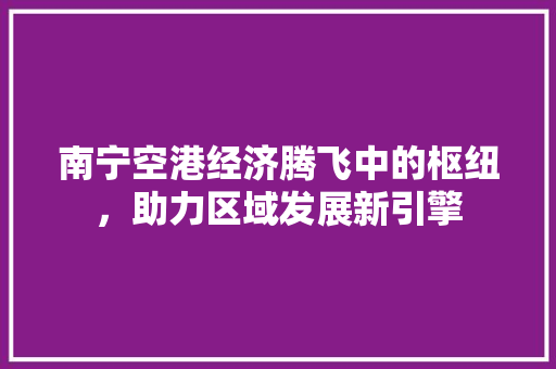 南宁空港经济腾飞中的枢纽,助力区域发展新引擎 南宁空港经济腾飞中的枢纽,助力区域发展新引擎