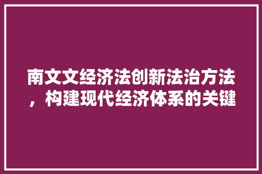 南文文经济法创新法治方法,构建现代经济体系的关键力量 南文文经济法创新法治方法,构建现代经济体系的关键力量