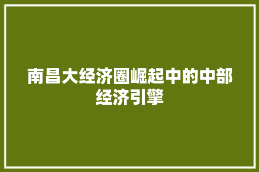 南昌大经济圈崛起中的中部经济引擎 南昌大经济圈崛起中的中部经济引擎