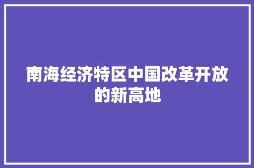 南海经济特区中国改革开放的新高地 南海经济特区中国改革开放的新高地
