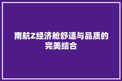 南航Z经济舱舒适与品质的完美结合 南航Z经济舱舒适与品质的完美结合