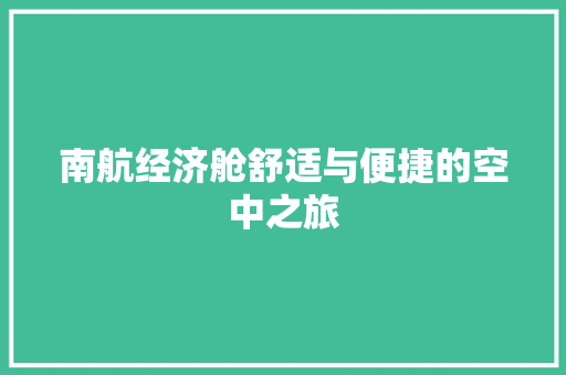 南航经济舱舒适与便捷的空中之旅 南航经济舱舒适与便捷的空中之旅