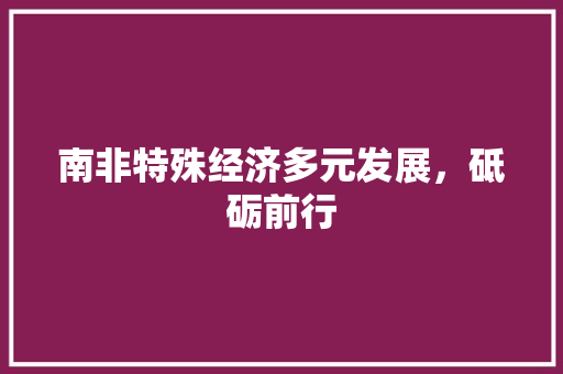 南非特殊经济多元发展,砥砺前行 南非特殊经济多元发展,砥砺前行