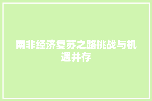南非经济复苏之路挑战与机遇并存 南非经济复苏之路挑战与机遇并存