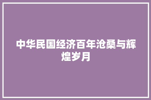 中华民国经济百年沧桑与辉煌岁月 中华民国经济百年沧桑与辉煌岁月