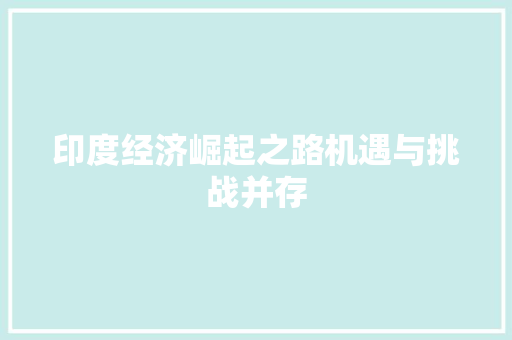 印度经济崛起之路机遇与挑战并存 印度经济崛起之路机遇与挑战并存