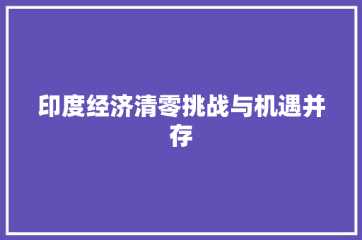 印度经济清零挑战与机遇并存 印度经济清零挑战与机遇并存