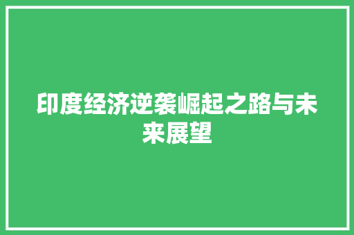 印度经济逆袭崛起之路与未来展望 印度经济逆袭崛起之路与未来展望
