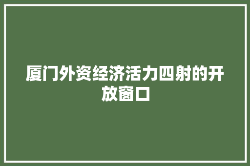 厦门外资经济活力四射的开放窗口 厦门外资经济活力四射的开放窗口