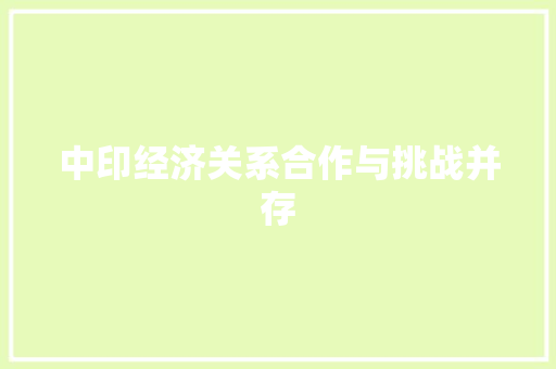 中印经济关系合作与挑战并存 中印经济关系合作与挑战并存