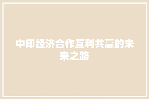 中印经济合作互利共赢的未来之路 中印经济合作互利共赢的未来之路