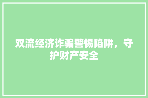 双流经济诈骗警惕陷阱,守护财产安全 双流经济诈骗警惕陷阱,守护财产安全