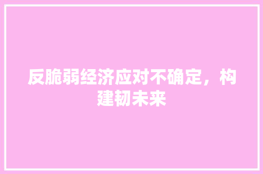 反脆弱经济应对不确定,构建韧未来 反脆弱经济应对不确定,构建韧未来