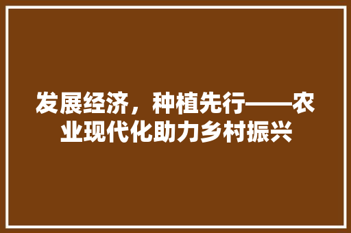 发展经济,种植先行——农业现代化助力乡村振兴 发展经济,种植先行——农业现代化助力乡村振兴