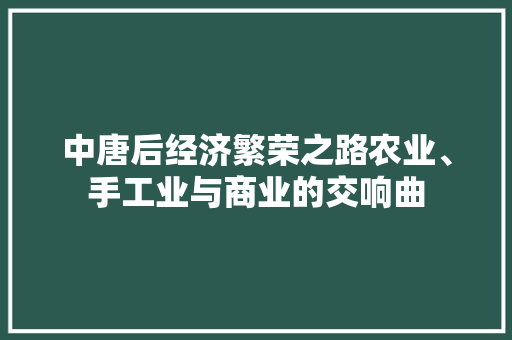 中唐后经济繁荣之路农业、手工业与商业的交响曲 中唐后经济繁荣之路农业、手工业与商业的交响曲