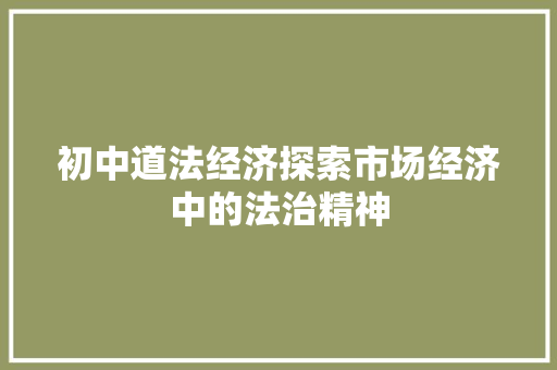 初中道法经济探索市场经济中的法治精神 初中道法经济探索市场经济中的法治精神