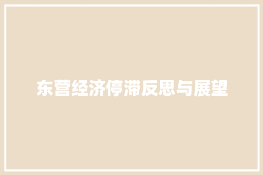 东营经济停滞反思与展望 东营经济停滞反思与展望