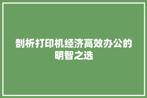剖析打印机经济高效办公的明智之选