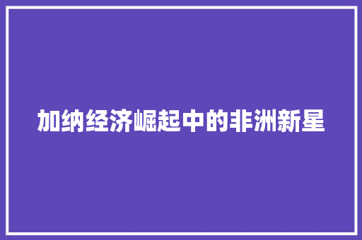加纳经济崛起中的非洲新星