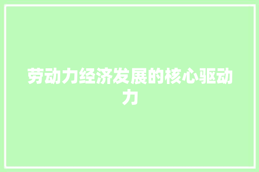 劳动力经济发展的核心驱动力