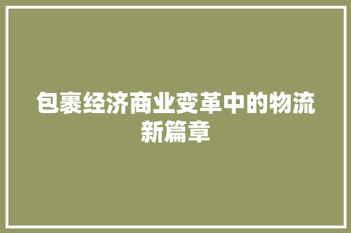 包裹经济商业变革中的物流新篇章 包裹经济商业变革中的物流新篇章