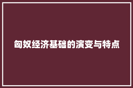 匈奴经济基础的演变与特点 匈奴经济基础的演变与特点