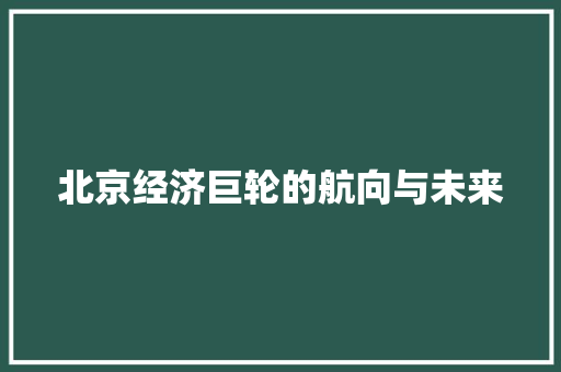 北京经济巨轮的航向与未来 北京经济巨轮的航向与未来