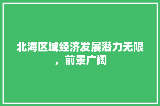 北海区域经济发展潜力无限,前景广阔 北海区域经济发展潜力无限,前景广阔