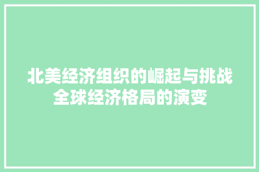 北美经济组织的崛起与挑战全球经济格局的演变 北美经济组织的崛起与挑战全球经济格局的演变