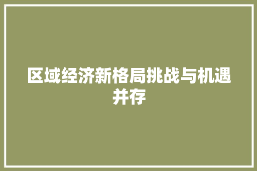 区域经济新格局挑战与机遇并存 区域经济新格局挑战与机遇并存